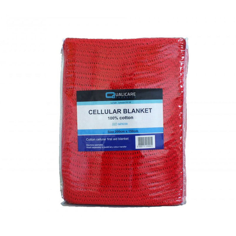Qualicare 100% Cotton Cellular Blanket - Red - IndustraCare