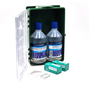 Qualicare Eyewash Cabinet Case/ Station with 2x500ml Eyewash and 2x HSE Eye Pad Dressings - IndustraCare