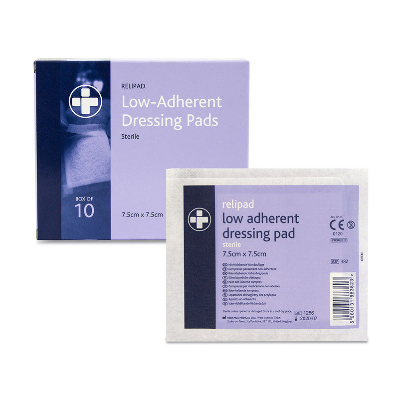Relipad 3821 Low Adherent Dressing Pads Sterile 7.5cm x 7.5cm (Box of 10) - IndustraCare