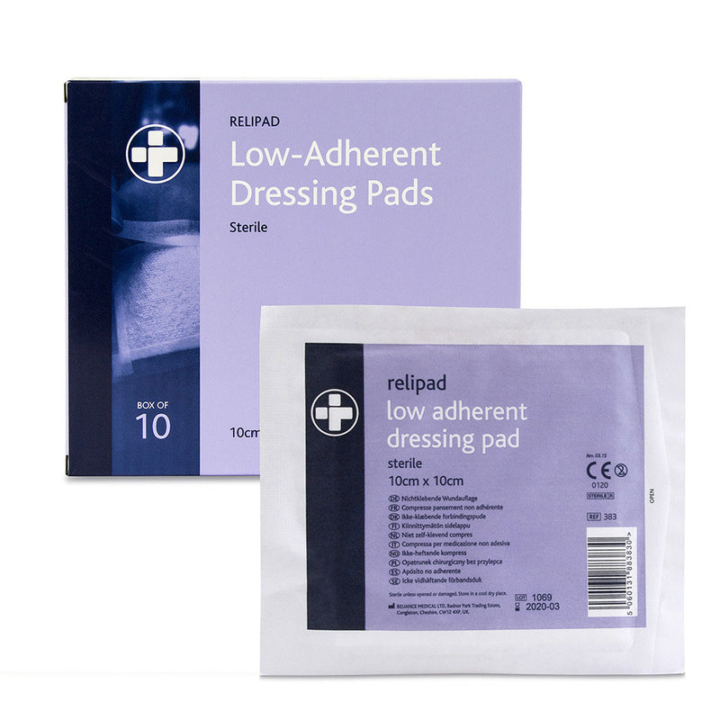 Relipad 3831 Low Adherent Dressing Pads Sterile 10cm x 10cm (Box of 10) - IndustraCare