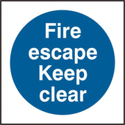 Fire Escape Keep Clear S.A.V Sign 100 x 100mm - IndustraCare