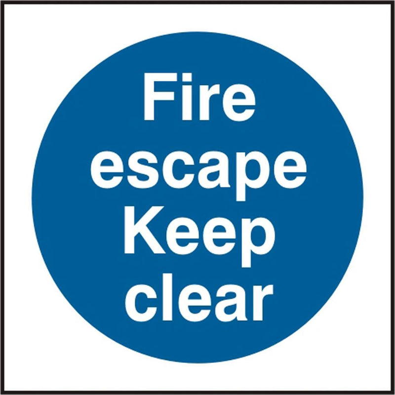 Fire Escape Keep Clear S.A.V Sign 100 x 100mm - IndustraCare