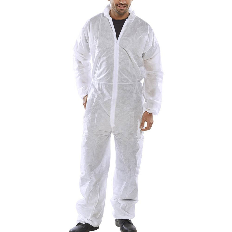 Disposable Polypropylene Boiler Suit / Coverall White - IndustraCare