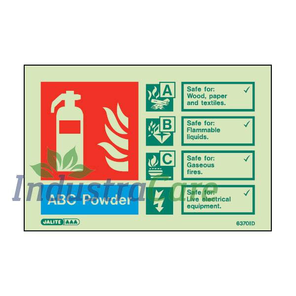 Jalite ABC Powder Fire Extinguisher Photoluminescent Sign (6370ID) - IndustraCare