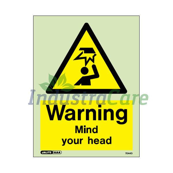 Jalite Warning Mind Your Head Photoluminescent Sign - IndustraCare