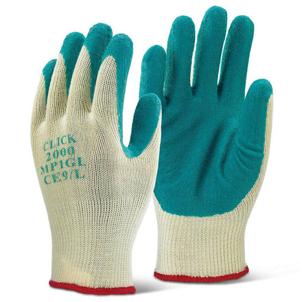 Click Multi Purpose Green Latex Palm Gloves (10 Pairs)
