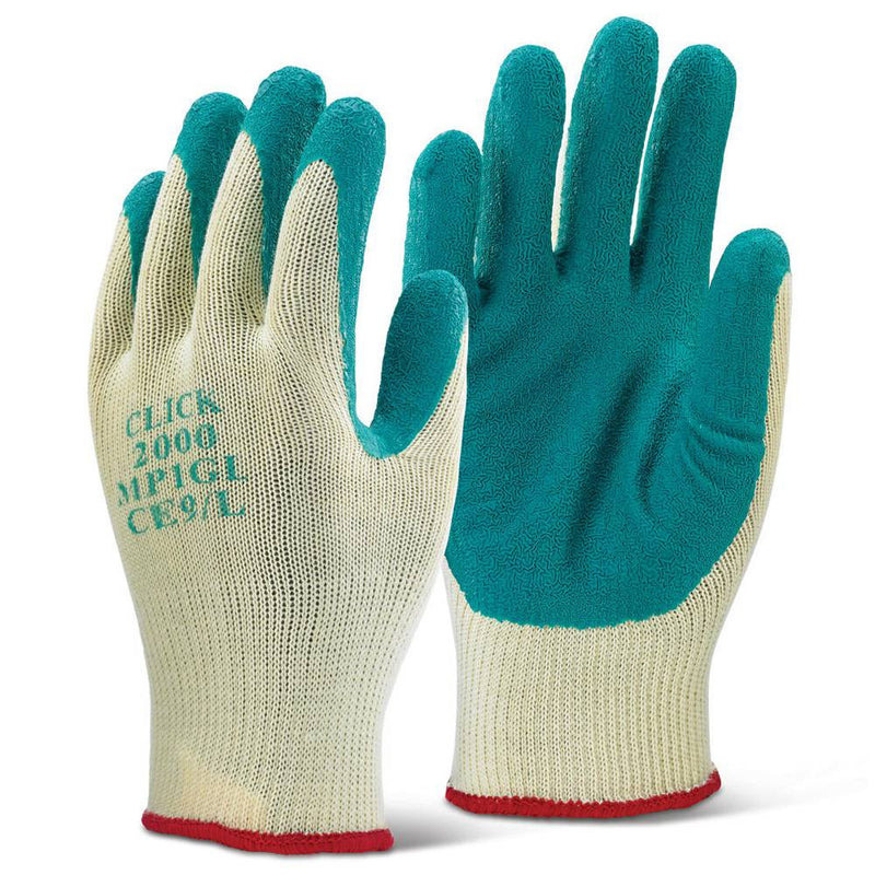 Click Multi Purpose Green Latex Palm Gloves (10 Pairs) - IndustraCare
