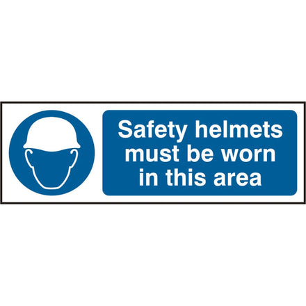Safety Helmets Must Be Worn In This Area R.P.V.C Sign