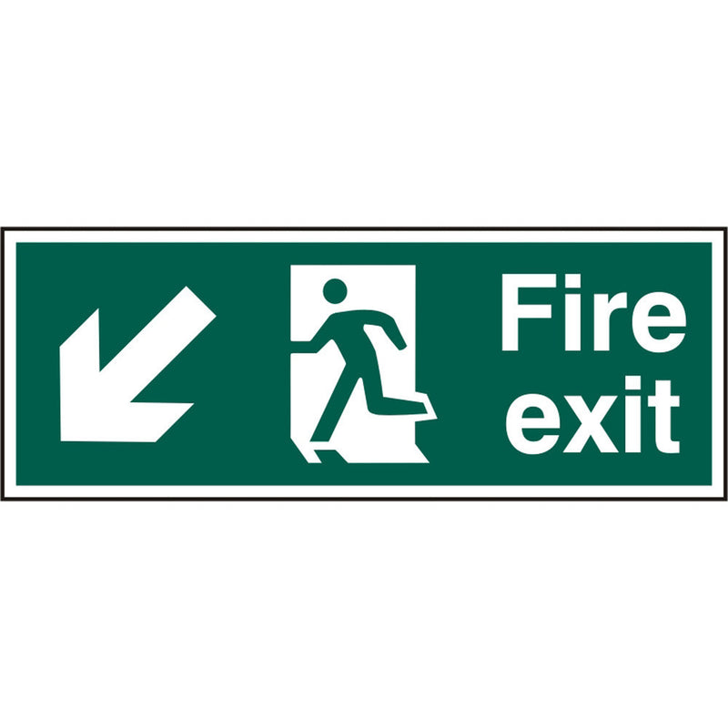 Fire Exit Man Arrow Down/Left R.P.V.C Sign - IndustraCare