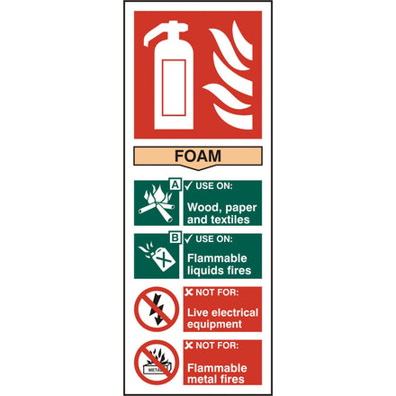 Fire Extinguisher Foam R.P.V.C Sign 82 x 202mm