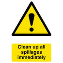 Clean Up All Spillages Immediately Sign - IndustraCare
