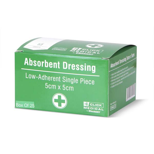 Click Medical Low Adherent Dressings 5cm x 5cm - Pack of 25 - IndustraCare