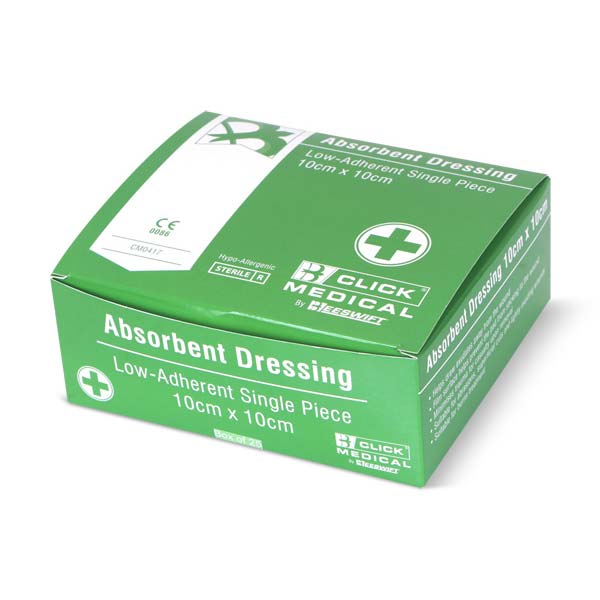 Click Medical Low Adherent Dressings 10cm x 10cm - Pack of 25 - IndustraCare