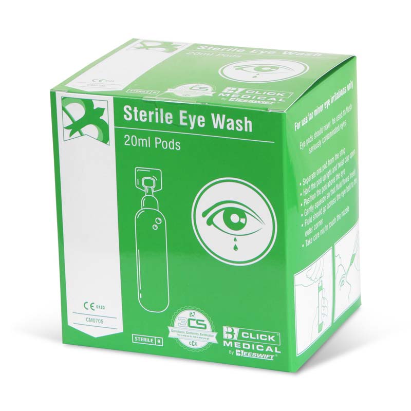 Click Medical Eyewash Pods 20ml (Box of 25) - IndustraCare
