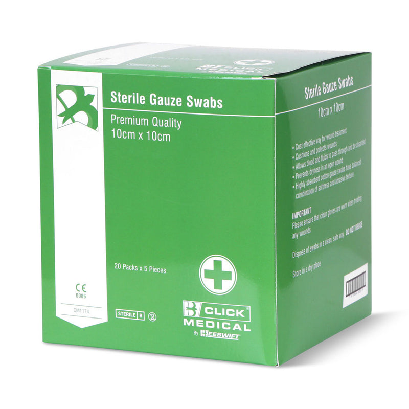 Click Medical Gauze Swabs 10x10cm Sterile (Pack of 100) - IndustraCare