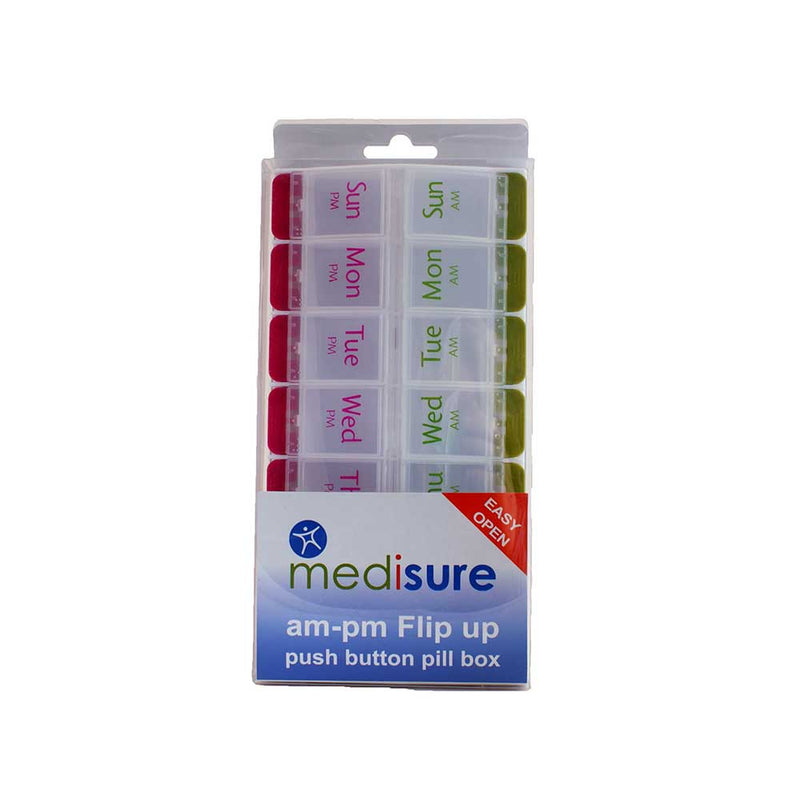 Medisure AM-PM Flip Up Push Button Pill Box - IndustraCare