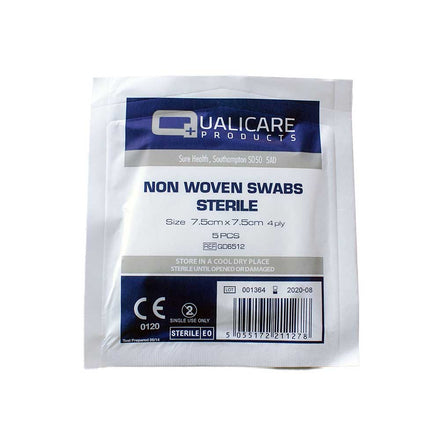 Qualicare Sterile Gauze Swabs 7.5cm x 7.5cm - Box of 125