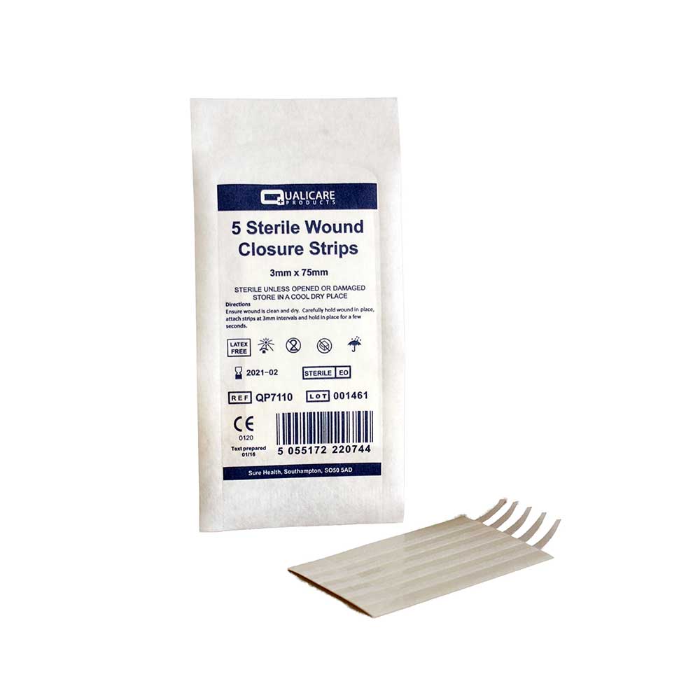 5 Strips  1 Pack  Of Qualicare 3mm X 75mm Adhesive Hypo Sterile Skin Sutures Stitch Wound Closure Strips - View #8