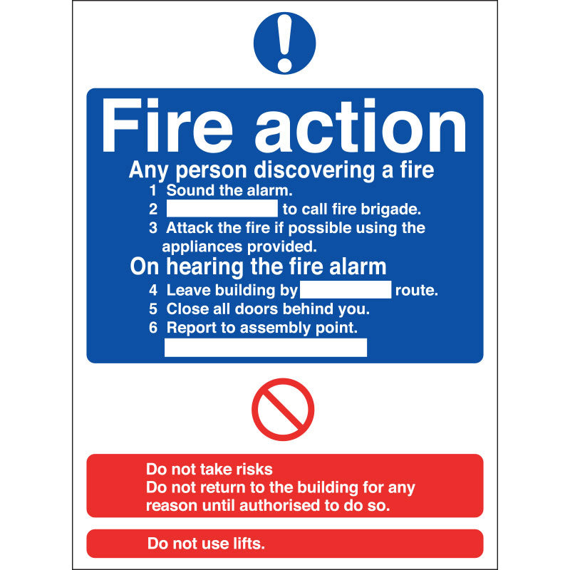 Fire Action Sign, 15x20cm (Rigid) - IndustraCare