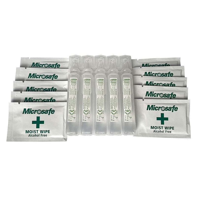Sterile Eyewash Pods 5x20ml and x10 Individually Wrapped Alcohol Free Wipes - IndustraCare