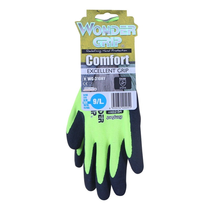 Wonder Grip Comfort Hi Vis Yellow Gloves - IndustraCare