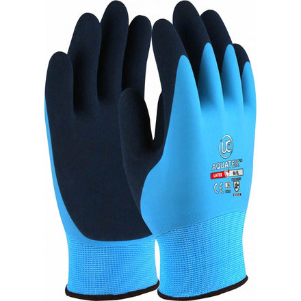 Aquatek Dual Coated Latex Gloves Blue