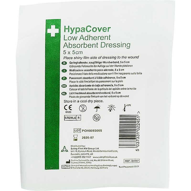 HypaCover Low Adherent Absorbent Dressing 5x5cm - Pack of 25 - IndustraCare