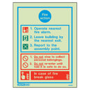 Jalite Fire Action Notice Photoluminescent Safety Sign (5425D) - IndustraCare