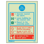 Jalite Fire Action Notice Photoluminescent Safety Sign (5425D) - IndustraCare