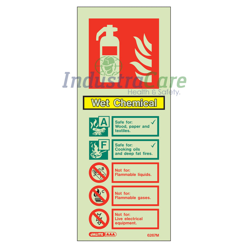 Jalite Wet Chemical Fire Extinguisher Photoluminescent Sign (6267M) - IndustraCare