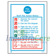 Staff Fire Action Notice White RPVC Sign (W5479D) - IndustraCare