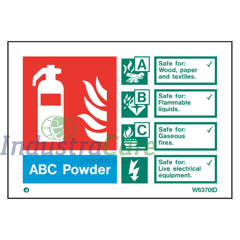 Fire Extinguisher ABC Powder White RPVC Sign (W6370ID) - IndustraCare