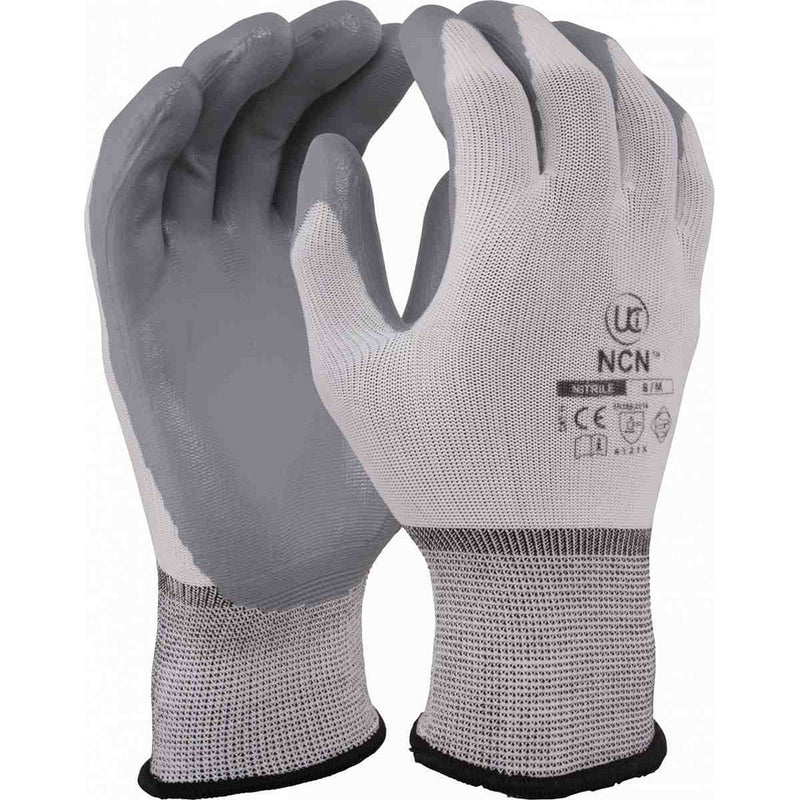 UCI Premium Nitrile Palm Coated Gloves Grey (Pack of 10 Pairs) - IndustraCare