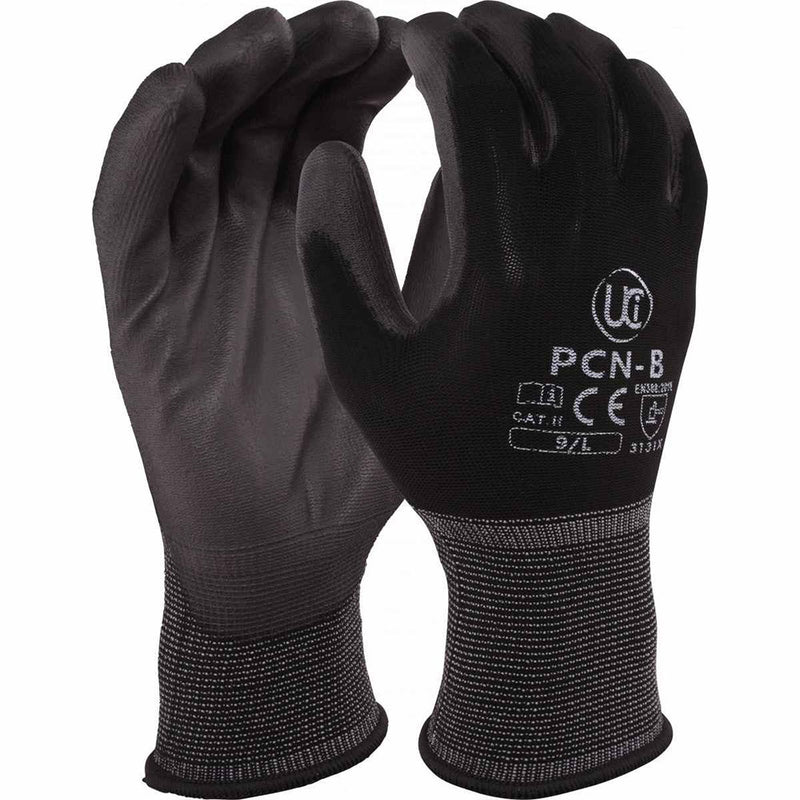 UCi PCN PU Coated Black Nylon Gloves - IndustraCare