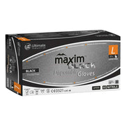 UCI Maxim Black Heavy Duty Fishscale Grip 6mm Nitrile Disposable Gloves - Box of 50 - IndustraCare