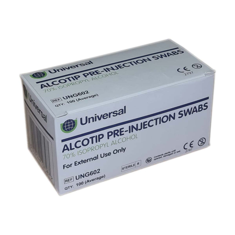 Universal Alcotip Pre-Injection Wipes (Box of 100) - IndustraCare