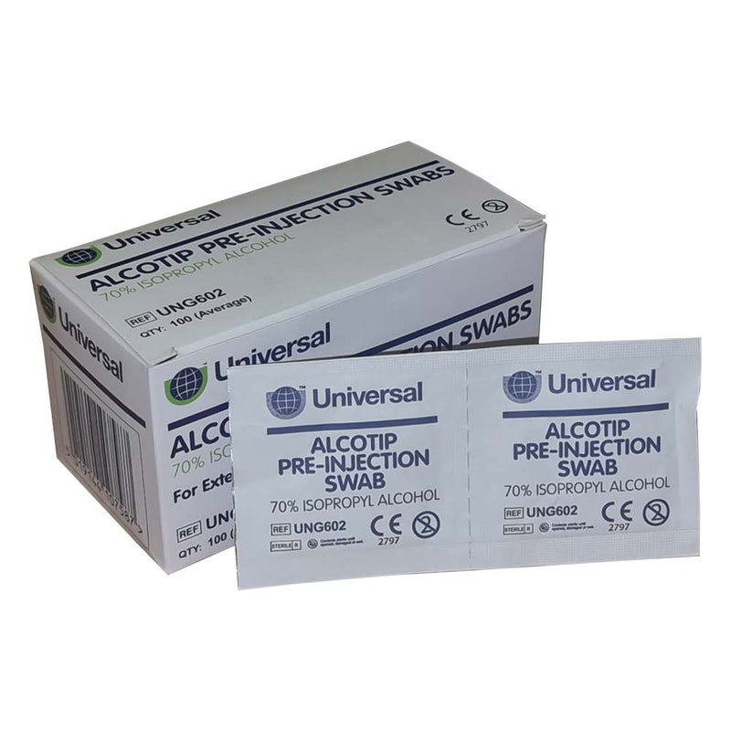 Universal Alcotip Pre-Injection Wipes (Box of 100) - IndustraCare